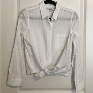 White collared tie bottom shirt